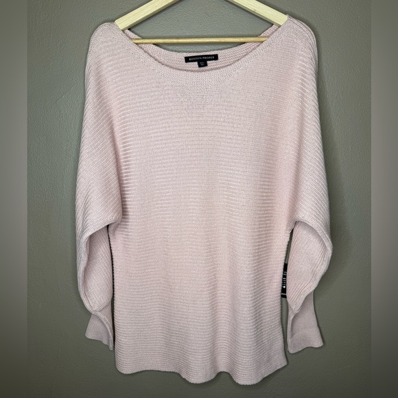 Boston Proper Women's Soft Pink Off the Shoulder Knit Sweater Size Large Preppy - Picture 4 of 16